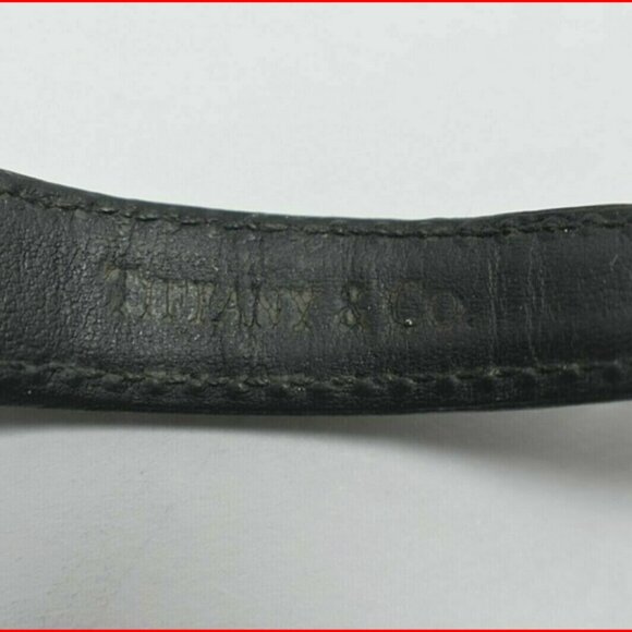 Tiffany &Co Atlas Mark Coupe Watch Resonator Date Silver &  Black Leather - Picture 5 of 10